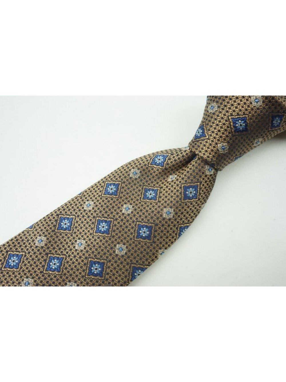 Canali Gold Sapphire Foulard 100% Silk Tie Brand New With Tags